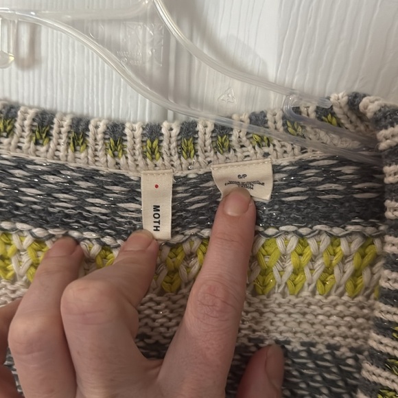 Moth Anthropologie Cream and Gray Cardigan Sweater Relaxed Fit size small - Picture 2 of 3